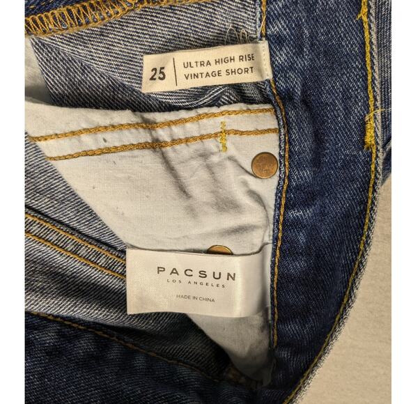 Pacsun‎ Shorts Women's 25 waist Blue Jean Denim Ultra High Rise Vintage - Picture 8 of 12